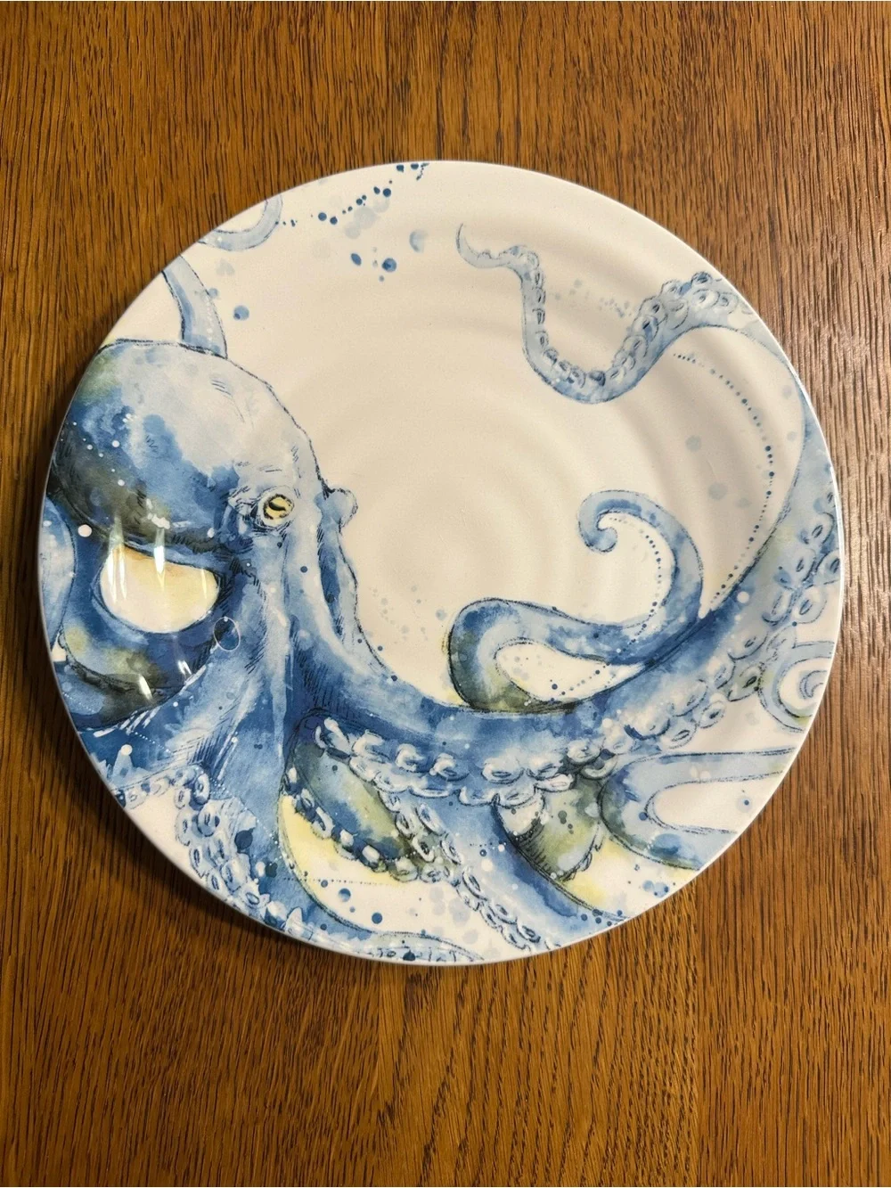 Pier 1 Imports Sea Life Octopus Salad Plate 9” Blue Coastal Nautical Dessert